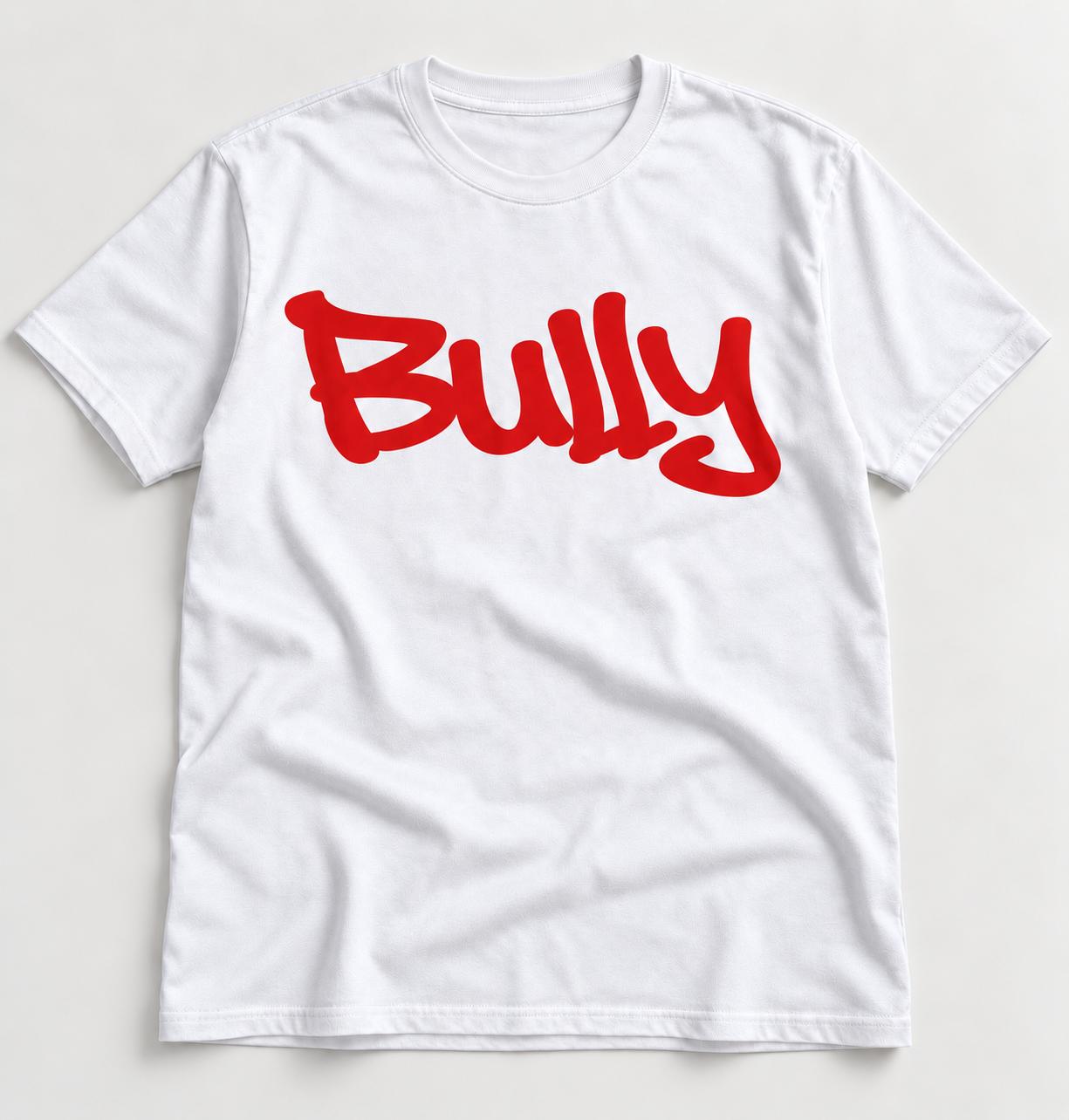 White Bully Loopy Blogger T-shirt design with red graffiti lettering